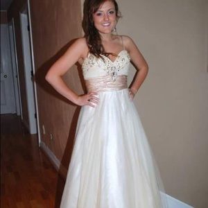 David’s Bridal Gold Prom Dress